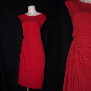- Dresses - Red dress with cinched waist - Dresses - Red dress with cinched waist